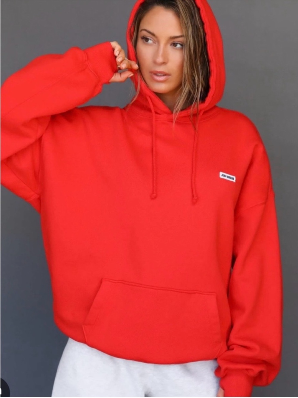 ♡ Joah Brown Logo Patch Hoodie Hot Sauce
